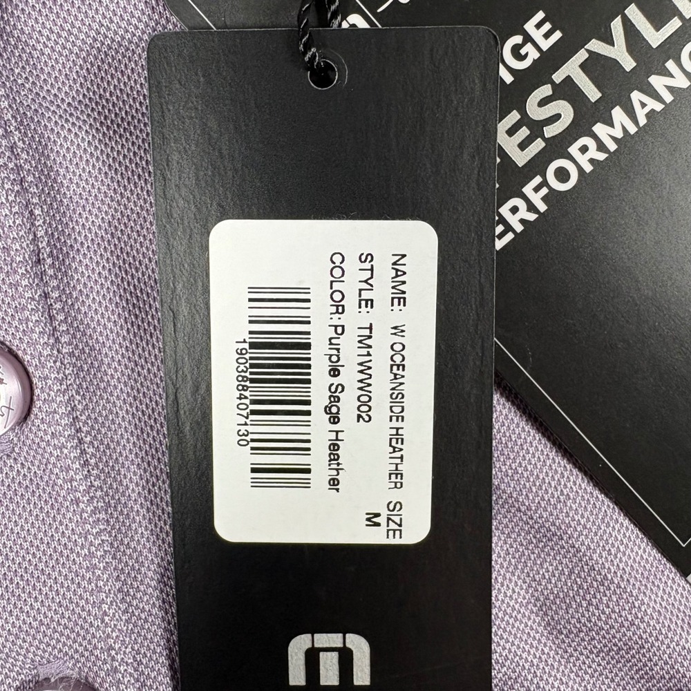 TravisMathew Oceanside Heather Polo Shirt Womens Medium Purple Sage Dell NEW - Picture 5 of 9
